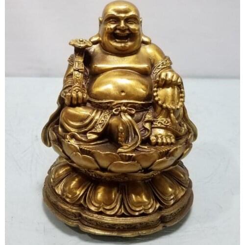 China brass sit lotus maitreya Buddha crafts statue