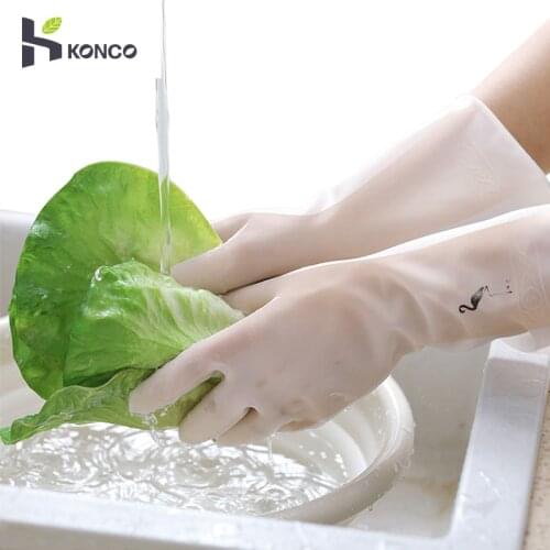 Konco Dishwashing Silicone Gloves Durable Rubber Cleaning Gloves Kitchen Gadgets Silicone Dish Latex Gloves for Household