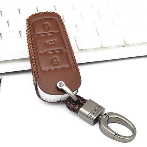 Leather Car Key Cover with Leather Braid Rope Keychain For Volkswagen Passat 3C CC Magotan CC R36 B5 B7L B6 B7 Golf 5 6 7 MK7