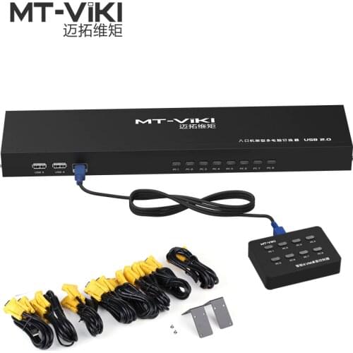 Mt-Viki vga kvm switch 8 In 1 Out USB Manual VGA Computer Switch 8 Computers Shared Keyboard Mouse Printer Display with 8 Cable