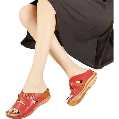 Summer Womens Platform Sandals Color Matching Wedges Thick Shoes for Women Female Non-slip Massage Flats Slippers Puls Size 43