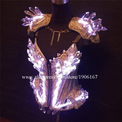 Fashion Led Light Ballroom Women Costume Led Luminous Sexy Lady Party Evening Dress Stage Performance Clothes Led Lighting Suit