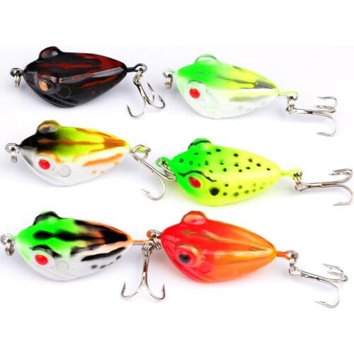 6Pcs/lot 4cm/6g Soft Frog Fishing Lure Pesca Mini Floating Attract Fish Crankbait Artificial Isca With 8# Hook