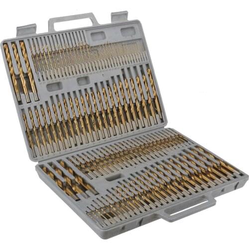 115pcs HSS Titanium Plating Twist Drill Bit Set 1/16-1/2 Inch Round Shank Twist Drill For Stainless Steel Wood Metal Drilling