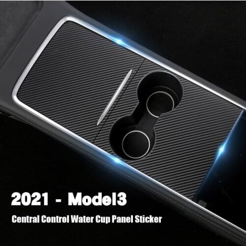 For Tesla Model 3 2021 Center Console Cover Sticker ABS Carbon Fibre Central Control Panel Protective Patch Model Y 2021