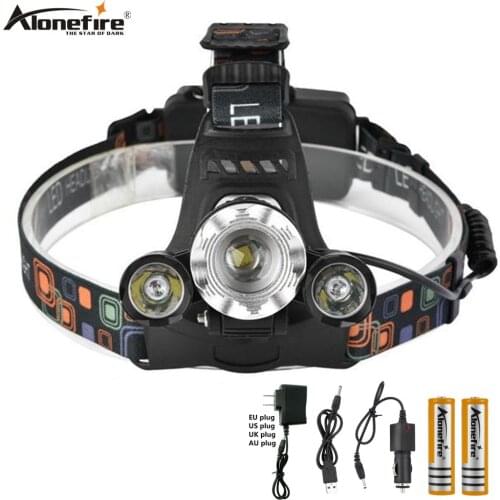 AloneFire HP90 8000Lm T6+2R5 headlamp headlight head lam lighting xml t6 zoom torch lantern led flashlight fishing