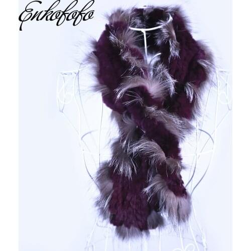 2017 New Fashion Winter Natural Fox Fur Scarves Women Real Rabbit Fur Handmade Scarf Centipede Collar Shawl Long Scarves Wrap