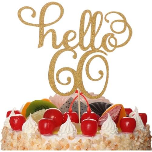 New Gold Glitter Hello 21/30/40/50/60 Glitter Paper Cake Topper Cake Topper Birthday Wedding Anniversary Party Cake Decoration
