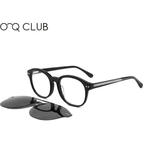 O-Q CLUB Men Women Polarized Sunglasses Myopia Optical Glasses Round Magnetic Clip-on Prescription Eyeglasses FG1063
