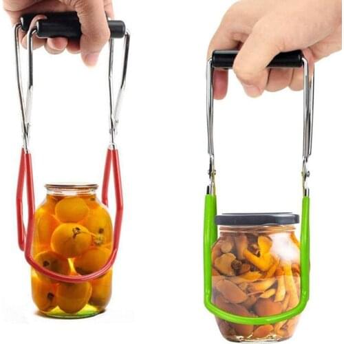 Canning Jar Lifter With Grip Handle Steel Can Tong Clip Heat Resistance Anti-Clip Jar Glass Bottle Holder Kitchen Tool