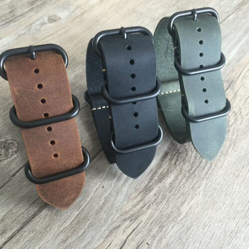 Handmade Black Green Brown Watchband 18mm 20mm 22mm 24mm 26mm New Mens High Quality Genuine Leather Watch Strap NATO Watch bands