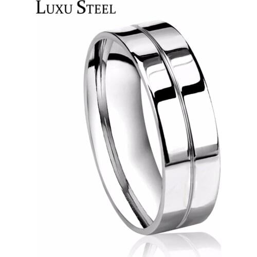 LUXUSTEEL zircon ring inoxydable Couple Rings Women Men Accessories Silver Color Couple Rings Party Wholesale anillo