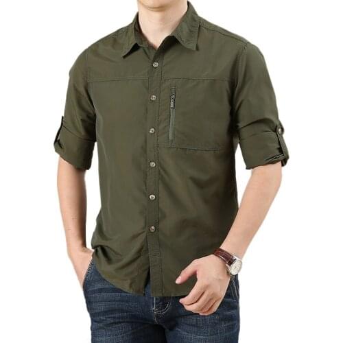 Spring Summer Quick Dry Long Sleeve Cargo Shirt Mens Large Size Outdoor Hiking Sports Tactical Shirt Military Clothes Tops Male