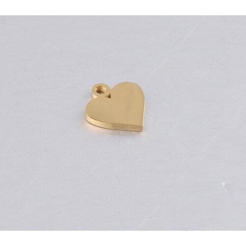 50pcs 10*11mm Gold color Stainless Steel Mirror Finish Heart Shape Charms For Handmade Bracelet DIY Accessories For Jewelry Gift