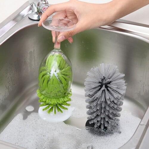 Vertical Cleaning Brush Cup Glass Red Wine Cup Cleaning Brush Compact House Kitchen Soft Bristles Household Cleaning Tools