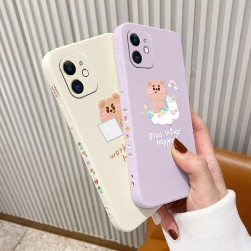 Struggling Bear Phone Case For iPhone 12 Pro Max 11 X XS XR XSMAX SE2020 8 8Plus 7 7Plus 6 6S Plus Silicone Cover