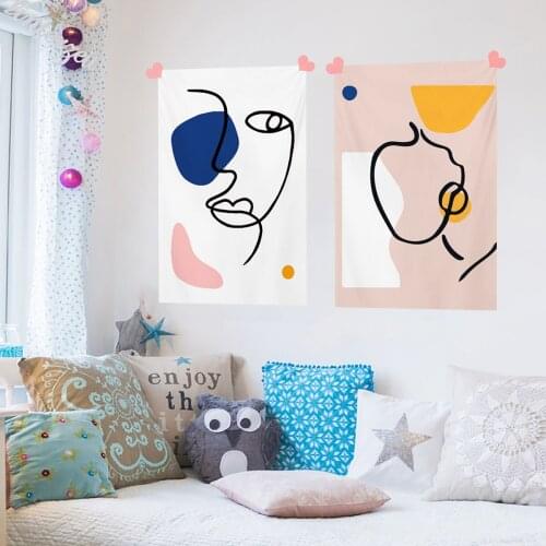 Nordic Cartoon Plant Tapestries Wall Hanging Cloth Bedroom Bedside Home Decorative Tapestry Blanket Living Room Decoration