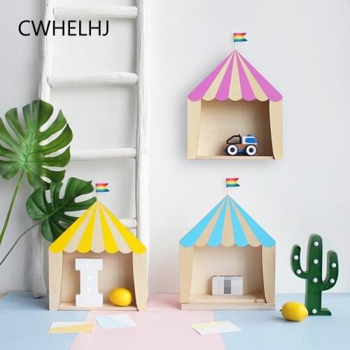 Nordic Wooden House Wall Hanging Box/Shelf Decoration For Kids Baby Room Decor Miniature Ornaments Photography Props Crafts Gift