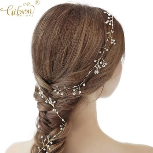 Wedding Hair Vine Pearl Beads Extra Long Bridal Headband Women Prom Headpiece Hair Jewelry for Long Hair Dreadlocks