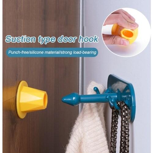 Suction Door Stopper Plus Hook Multifunctional Adhesive Silicone Door Holders Nails Available Punch-free CLH@8