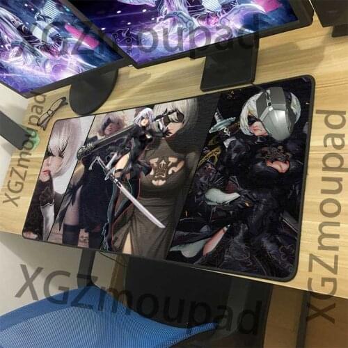 XGZ Custom Large Anime Mouse Pad Black Lock Edge NieR: Automata Computer Table Mat Natural Rubber Non-slip for Dota Csgo Gamer