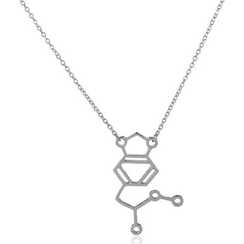 1Pc 2016 Jewelry Gold Silver Plated Danity Molecule Pendant Collar Necklaces Chemistry Science Anime Couple Love