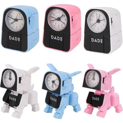 1 piece Kids Alarm Clock Silent Pointer Clocks Dog Table Alarm Clock Bedside Home Decors Manual Deformation