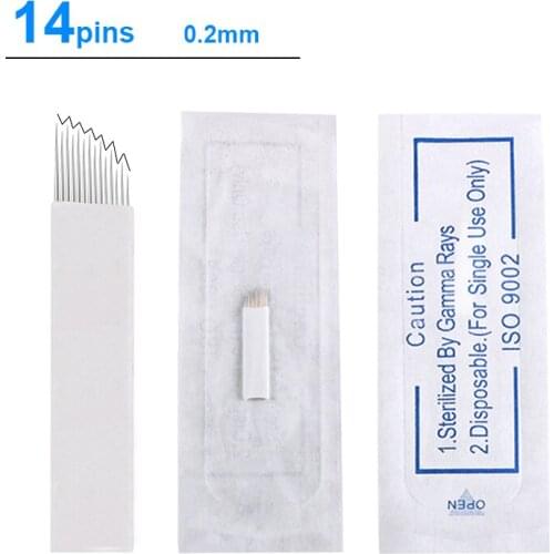 0.2mm 10PCS 14 Pins needle blade permanent makeup Eyebrow tattoo High Low arc blades needles for manual pen microblading