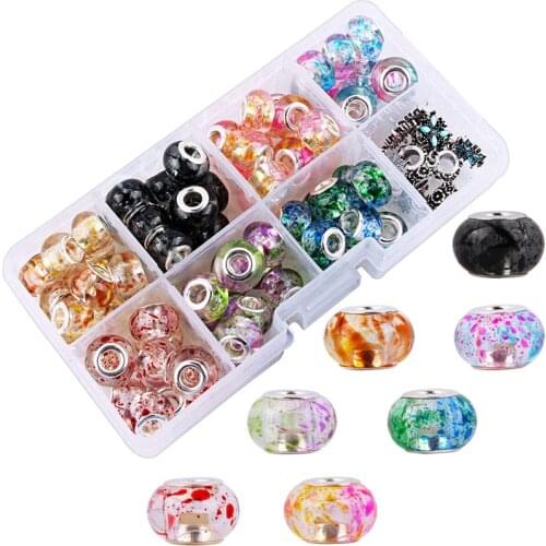 10Pcs Wholesale Lots Bulk Large Hole Plastic Resin Acrylic Beads Charms Spacer Murano Fit Pandora Bracelet for Jewelry Making