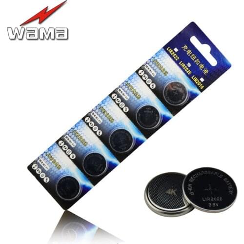 10x Wama LIR2025 3.6V Rechargeable Li-ion Button Cells Batteries Replace CR2025 Coin Battery New Drop Shipping
