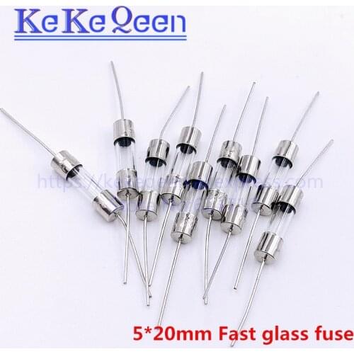 200PCS/LOT Fuse Tube 5*20mm 15A 250V 5*20 F15AL250V Double iron cap Axial Fast Glass Fuse With Lead Glass Tube 5mm*20mm