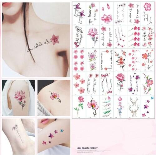 30pcs/set Fashion Waterproof Temporary Tattoos for Women Girl Cute Cartoon Body Art DIY Stickers Kids Tattoo Fake Tatoo Paper