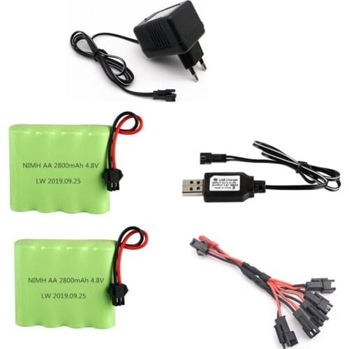 4.8v 2800mah Ni-MH Battery + 4.8v USB Charger For Rc toys Cars Boats Tanks Robots Guns 4* AA 4.8v Rechargeable Battery Pack