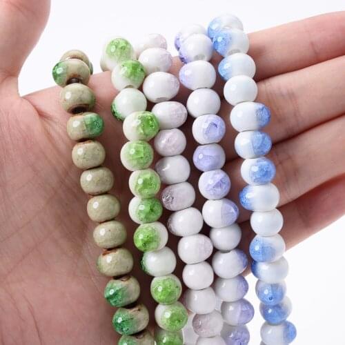 8mm Ceramics Beads Ice Pattern Round Loose Beads for Jewelry Making DIY Bracelet Necklace Accessories Handmade Craft Tools 44pcs