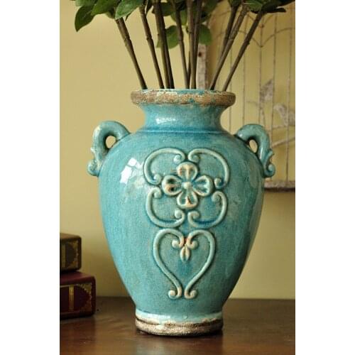 American country home decorations housewarming gift ceramic flower vase flower arrangement device to do the old blue antique jug