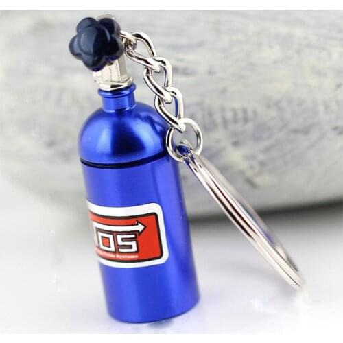 Car Key Ring NOS Nitrous Oxide Bottle Style Keychains Automobile Alloy Light Keyring Chain Key Aluminum Accessories Decorat V9L7