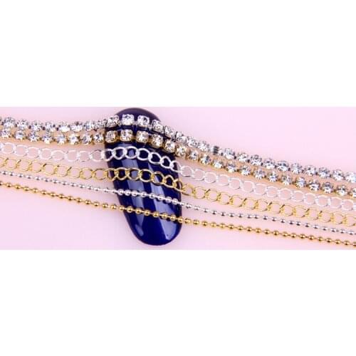 11 Types Chains Gold Silver Metal Nail Art Decorations Charm Jewelry Making Findings DIY Accessories Manicure Tools