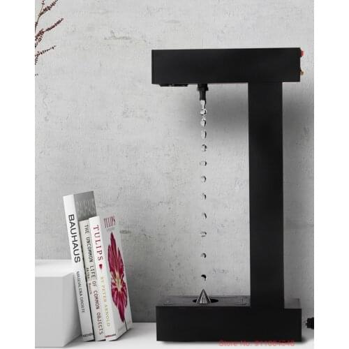 Black Anti Gravity Levitating Water Drop Technological Ornaments Novel Fountain Table Lamp Clock Magical Desk Decor Accessories