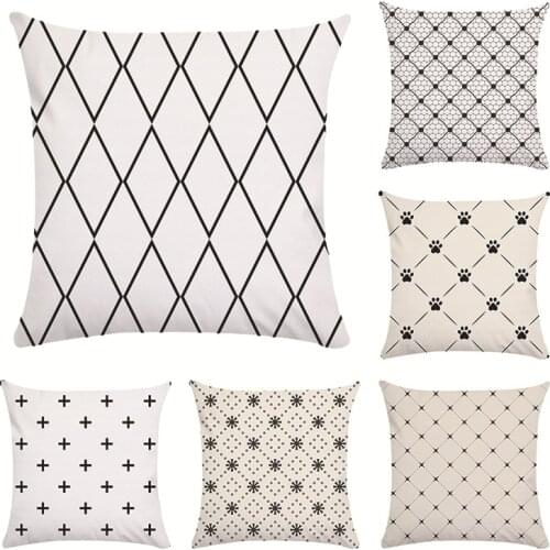 Black and White Geometric Super Soft Pillow Cover Cushion Short Plush Pillow Cover Decoration For Home Office