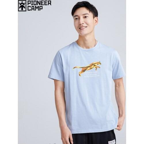 Pioneer Camp Leopard Print T-shirts Men Summer Clothes 100% Cotton Hip Hop Oversized Blue Black White Mens tshirts ADT801SE252