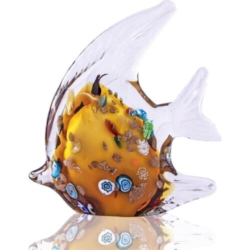 H&D Aquarium Decorations Glass Angel Fish Figurines Handmade Glass Blowing Colorful Sea Life Animal Figure Fish Tank Ornaments