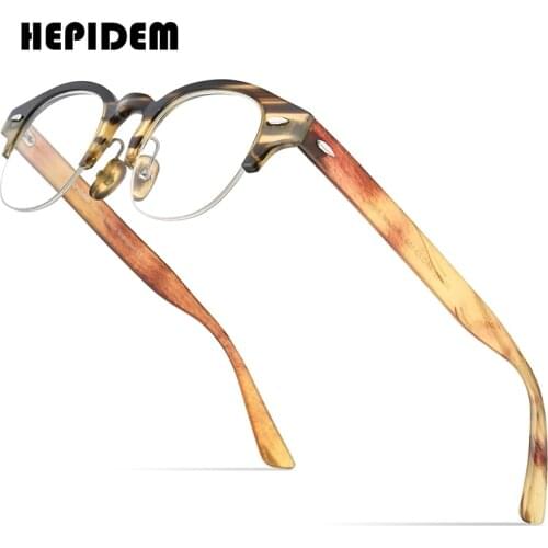 HEPIDEM Buffs Glasses Women 2021 New High Quality Round Mens Sunglasses Luxury Eyewear Buffalo Horn Eyeglasses H0030