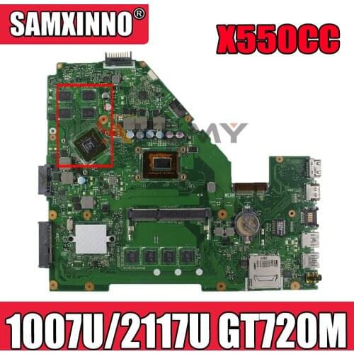 Akemy X550CC Laptop motherboard for ASUS X550CC A550C X550CL R510C original mainboard 4GB-RAM 1007U/2117U CPU GT720M