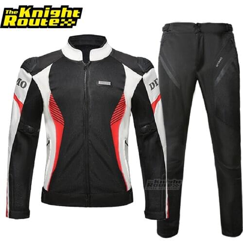 Black Red Motorcycle Jacket Men Biker Motobiker Windproof Riding Suit Moto Jacket & Pants Touring Motocross Body Protection Gear