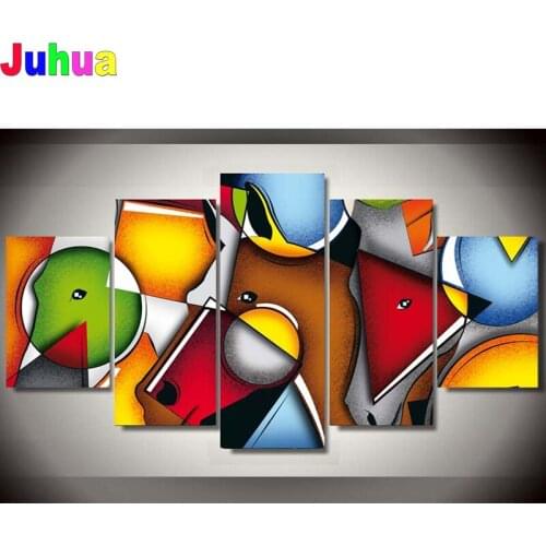 Cartoon horse face diamond mosaic full square round drill Full Display embroidery cross stitch colorful diamond painting 5 Panel