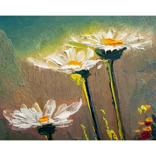 White Chrysanthemum Diy Painting By Numbers On Canvas With Frame Acrylic Paint Wall Picture For Living Room Home Decor Gift Art