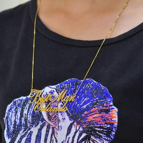 2.8" Big Name Necklace Custom Double Words Pendent Large Nameplate Necklace Hip Hop Jewelry