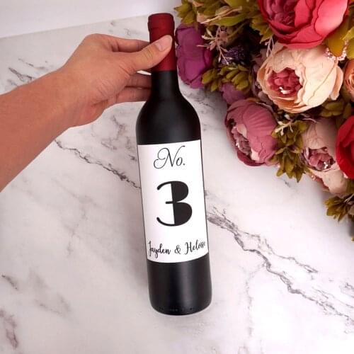 9*12.7cm Personalized Wine Bottle Labels Stickers Wine Wrappers DIY Bottle Decoration Custom Name Table Number for Wedding Decor