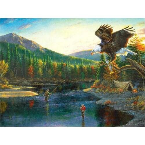 Full square round 5d DIY Diamond Painting Forest creek eagle Diamond Embroidery Cross Stitch,almaznaya,rhinestone Decorative