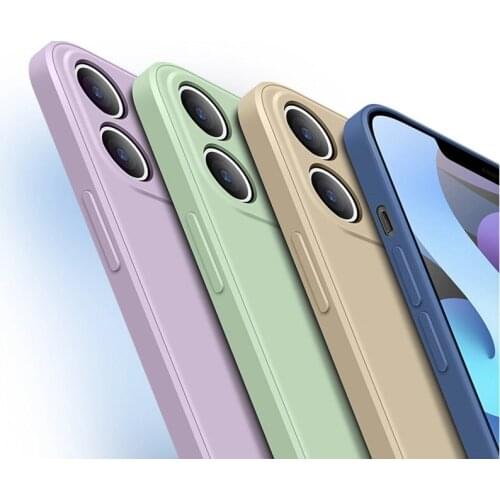For iPhone 12 11 Pro Max 12 Mini 11 XR XS Max X 7 8 Plus 6 6S SE 2020 SE2 Luxury Original Square Liquid Silicone Case Soft Cover